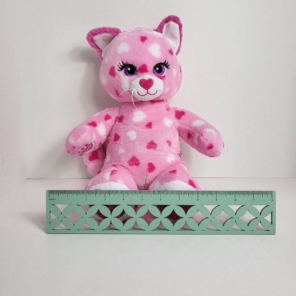 Build A Bear Workshop Plush Cat Kitten Pink White Hearts 17" BAB 2014 Soft Eyes - Picture 5 of 16
